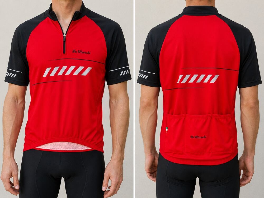 De Marchi Cycling Jersey Red/Black Half Zip Men’s XL Made in Italy Bike Shirt
